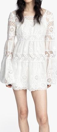 Anna Sui Cottage Rose Lace Mini Dress in White at Nordstrom, Size 6