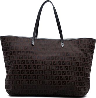 Fendi Pre-owned Womens Logo Tote Bag - Dark Brown Textile - One Size