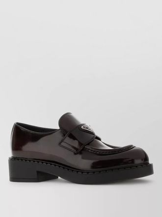 Prada leather loafers glossy finish round toe