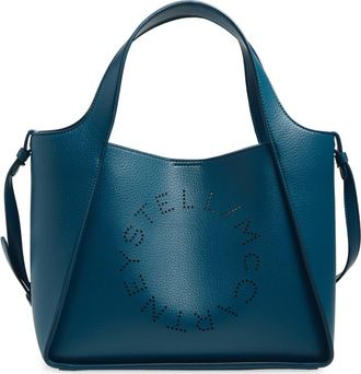 Stella McCartney Perforated Logo Grainy Faux Leather Tote in Teal at Nordstrom