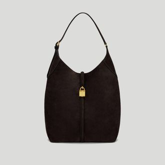 DeMellier The Large Siena Bucket in Dark Chocolate Suede Leather Shoulder bag
