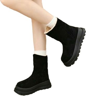 Generic NYSBH Snow Boots Womens Winter Versatile Thick-soled Heightening Piled Thickened Warm Cotton Shoes Winter Boots