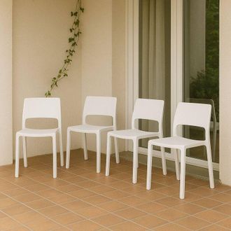 Dmora Dmora - Conjunto De 4 Sillas De Exterior Cereseto, Asiento De Jard&iacute;n, Para Interior O Exterior, Apilables, Fabricadas En Italia, 47x53 H82 Cm, Color B