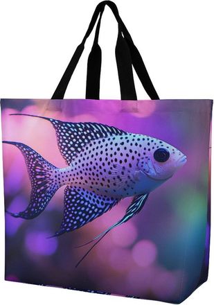 Generic Ornamental Fish Reusable Shopping Bags Large Capacity Grocery Bag Heavy Duty Tote for Women 40x40x16cm
