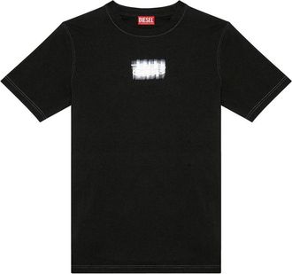Diesel T-shirt met ronde hals en korte mouwen met print - Heren - T-shirts - Zwart - XL - Katoen - Tops