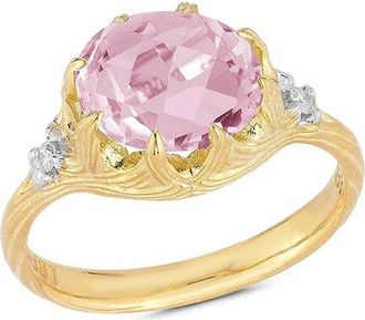 I.Reiss Company 14K 3.17 Ct. Tw. Diamond & Rose Quartz Cocktail Ring