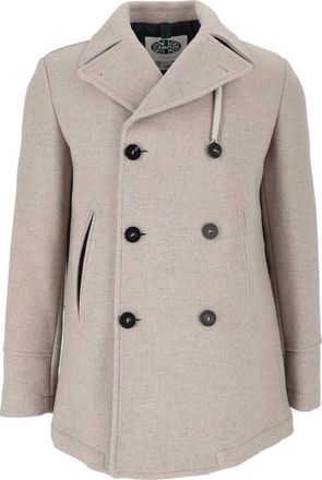 Camplin Island - S Wide Lapel Textured Wool-Blend Peacoat