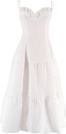 ADEAM White Textured Geometric Maxi Dress Size XXS