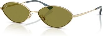 Ray-Ban Metalen Montuur Groene Lens Zonnebril - unisex - Zonnebrillen - Geel - 59 MM - Accessoires