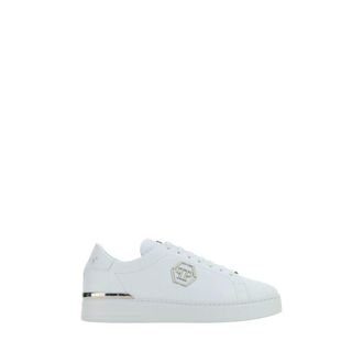 Philipp Plein White Calf Leather Bos Taurus Low Top Mens Sneakers