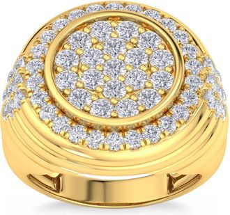 Pompeii3 3Ct Diamond Ring Mens Round Flashy Polished Wedding Band in White or Yellow Gold