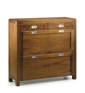 Moycor Zapatero con 2 puertas y 2 cajones de madera marr&oacute;n anch. 100 cm