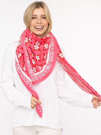 Zwillingsherz Dreieckstuch ZWILLINGSHERZ Luxury Vibes, Damen, rot pink, Strick, Baumwollmischung, gemustert, mehrfarbig, Modet&uuml;cher Dreieckstuch, Feinstrick, Blumen