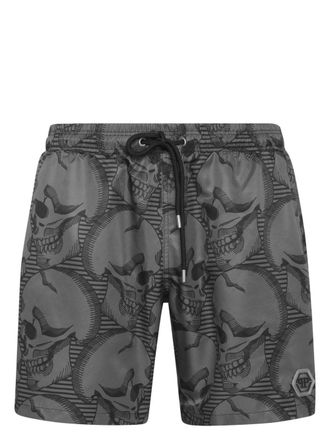 Philipp Plein skull-print swim shorts - Grey