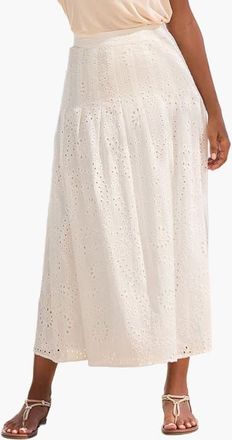 Lascana Womens Eyelet Maxi Skirt in White at Nordstrom, Size 10
