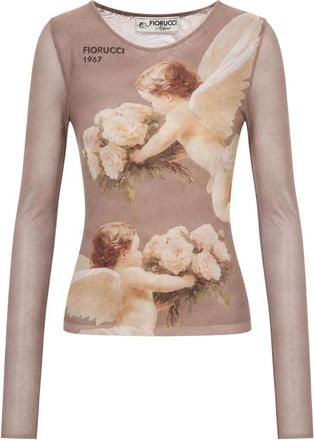 Fiorucci Long Sleeve Top - Dames - Longsleeves - Bruin - XS - Polyester - Tops