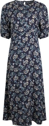 Weird Fish Dames Everly Bloemen Eco Liva Midi Jurk (Zwart Iris)