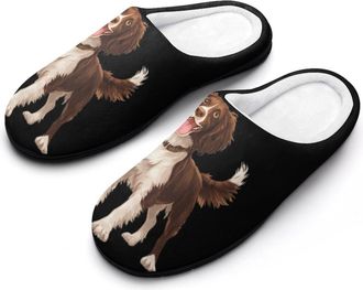 Generic Boykin Spaniel Dog Mens Warm Slippers Non-Slip Sole Winter Rubber Cotton Shoes for Bedroom