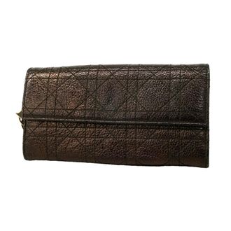 Dior Dark Brown Leather Long Wallet (Bi-Fold) (Pre-Owned)