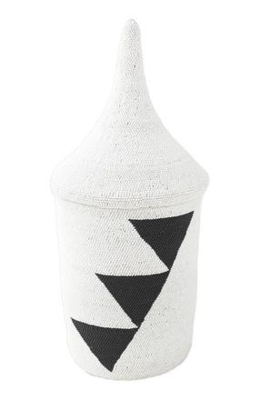 Indego Africa Beaded Triangle Peace Basket in White And Black at Nordstrom, Size Small