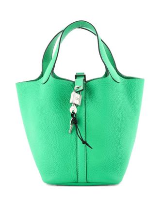 Herm&egrave;s Picotin Lock Bag Clemence PM bucket bag - Groen