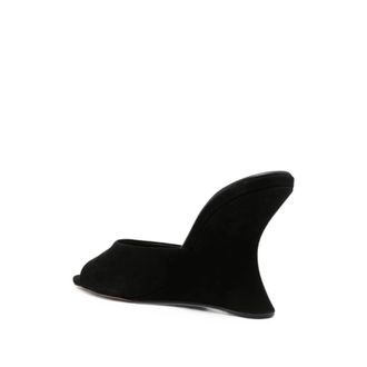 Aquazzura Calf Leather Wedge Sandal - Black