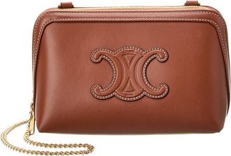 Celine Celine Triomphe Leather Clutch On Chain