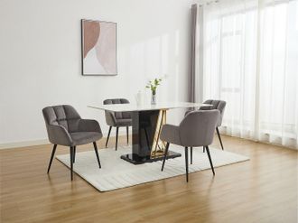 Pascal Morabito Lotto di 2 sedie Con braccioli Velluto e metallo Grigio - PEGA di Pascal MORABITO