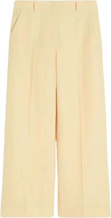 Max Mara Wkdmalizia Broeken - Dames - Wijde Broeken - Beige - M - Linnen - Broeken