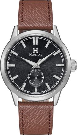 Heritor Argento Leather-Band Watch in Black/silver/brown at Nordstrom