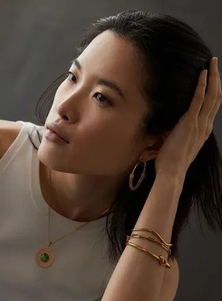 Simons Womens Large half-textured Hoop Earrings