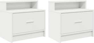 vidaXL Bedside Cabinets with Drawer 2 pcs White 51x31x47 cm Vidaxl