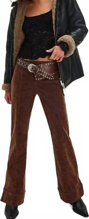 Free People Vegan Suede Bootcut Pants In Chocolate