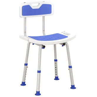 HOMCOM Shower Stool for Elderly Disabled Adjustable Shower Stool - Light Blue | TJ Hughes