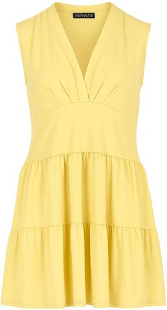 Móveis Conquista Mouwloze gele katoenen jersey jurk