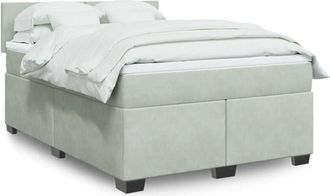vidaXL Vidaxl - Cama Box Spring Con Colch&oacute;n Terciopelo Gris Claro 140x200 Cm