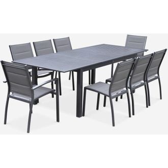 Sweeek Set tavolo da giardino allungabile in alluminio con 8 posti