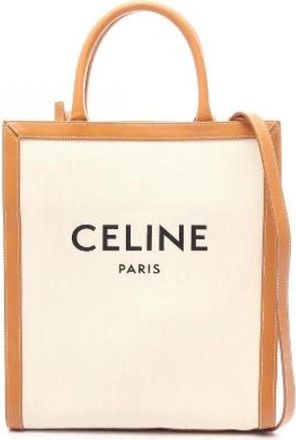 Celine Pre-owned Small Vertical Cabas 2way Tote Bag - Dames - Vintage Shopper - Wit - ONE Size - Leer - Vintage