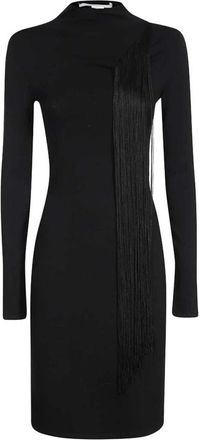 Stella McCartney Jurk van viscose met franjes - Dames - Korte kleedjes - Zwart - XS - Polyester - Kleedjes