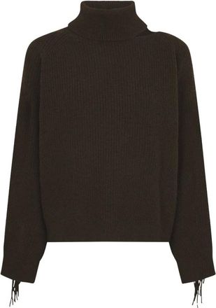 Dante6 Siega Cut-out Fringe Sweater - Dames - Truien - Bruin - Maat: XS Wol