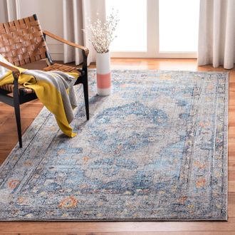 Safavieh Bristol Machine Made Area Rug, Blue / Light Grey Traditional Style Easy Care