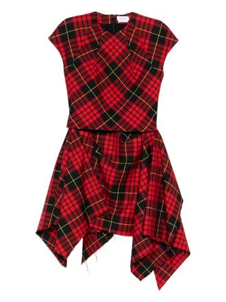 Alexander McQueen check draped mini dress - Rosso