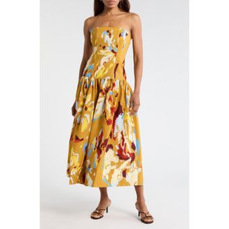 A.L.C. June Strapless Linen Blend Dress in Desert Multi at Nordstrom Rack, Size 14