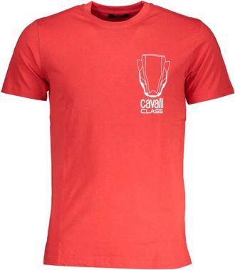 Cavalli Cotton T-Shirt - Heren - T-shirts - Rood - 2XL - Katoen - Tops