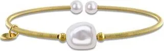 Delmar Cultured Pearl Coiled Bangle Bracelet in Gold at Nordstrom Rack