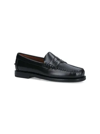 Sebago Womens Flat Shoes Black Leather