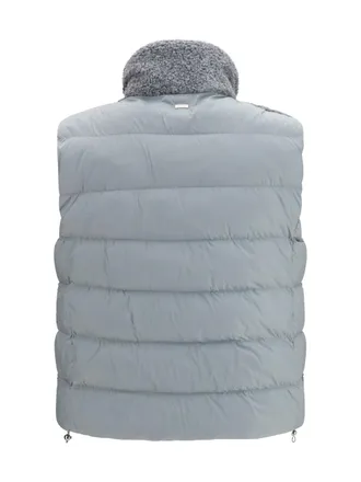 Herno Shearling-Front Padded Vest - Gray