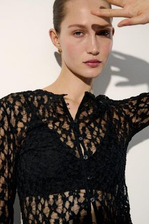 H&M Lace-look cardigan in Black at Nordstrom, Size X-Small