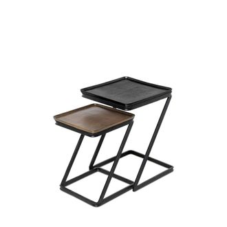 Koketto Home Set 2 mesas cuadradas aluminio negro y dorado