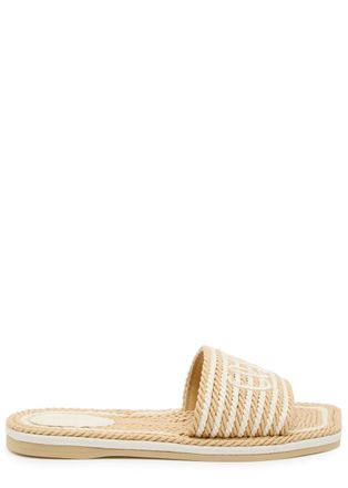 Chlo&eacute; Sand Striped Woven Sliders - White - 40 (IT40/ UK7)